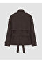 Brown Stand Collar Oversize Women's Trench Coat - 6