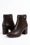 Moleran Women's Heeled Boots with Zipper and Side Stone Buckle, Brown Leather - 7