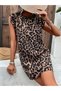 Women's short sleeve ruffle detail tie back leopard print jersey dress - 4