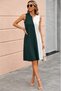 Women's Strappy V-Neck Double Color Imported Crepe Short Dress - 3