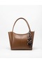 Tan Color Large Internal Volume Hand and Shoulder Bag with Scarf Detail