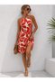 Women's Off-The-Shoulder Halter Neck Cutout Short Patterned Single Jersey Dress - 3