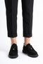 Komes Front Buckle Detailed Rubber Sole Women's Genuine Leather Shoes Black Suede - 5