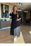 Women's Long Sleeve V-Neck Midi Length Green Modal Dress - 5