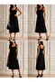 Women's Lace Strap Square Neck Long Viscose Dress - 3