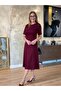 Women's Short Sleeve Crew Neck Midi Viscose Two Thread Dress - 3