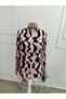 Women's Pink Turtleneck Long Sleeve Patterned Single Jersey Blouse - 5