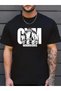 Can Be Worn in Sports and Daily Life Gym Printed Oversized Crew Neck Men's T-Shirt - Black