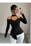 Women's off-the-shoulder mock neck long sleeve v-neck pleated viscose blouse