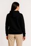 Women's Black Hooded Zippered Long Sleeve Kangaroo Pocket Standard Fit Cotton Sweatshirt - 4
