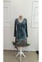 Women's Long Sleeve V-Neck Floral Patterned Midi Single Jersey Dress - 4