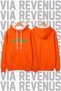 California Los Angeles Printed Wide-Fit Orange Hoodie Sweatshirt - 3 Thread Fleece Hood Lining with Rope Detail
