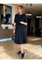 Women's Short Sleeve Crew Neck Short Modal Dress with Side Buckle Detail - 2