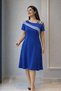 Women's short sleeve off-the-shoulder midi dress with ribbon detail