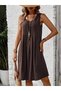 Women's Strappy Round Neck Front Pleated Short Aerobin Dress - 4