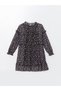 Two Mt Shop Quality Lcw Kids Black Oval Collar Floral Girl's Dress