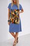 Short Sleeve Crew Neck Cat Patterned Midi Viscose Dress - 2