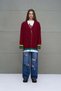 Burgundy Logo Printed Oversize Cardigan 18063 - 2