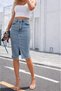 Women's High Waist Front Slit Short Denim Skirt - 3