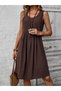 Women's Strappy Round Neck Front Pleated Short Aerobin Dress