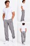 Men's Comfortable Fit Side Double Ribbed Combed Cotton Sweatpants with Zipper Pocket, Straight Leg, Blue, Navy Blue, Black, Burgundy, Khaki, Gray - 2