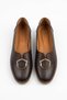 Loser V Mouth Front-Part Buckle Genuine Leather Women's Ballerinas Brown Skin - 5