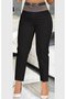Women's High Waist Imported Crepe Trousers with Stones and Buckles on the Front - 4