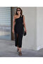 Women's Sleeveless One-Shoulder Drop Detail Viscose Two-Thread Dress - 2