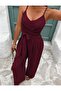 Women's Rope Strap V-Neck Long Aerobin Jumpsuit with Belt at the Waist
