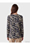 Crew Neck Patterned Women's T-Shirt - 4