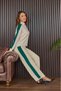 Women's Zippered Stripe Detailed Double Knitwear Set - 2