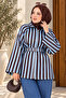 Women's Striped Belted Zippered Hijab Tunic Jacket Sb0067 - 3