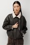 7907 Plush Detailed Bomber Leather Coat - 2