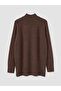 Ozmarka New Season Brown Half Turtleneck Oversize Women's Knitwear Tunic - 7