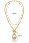 Pearl-Look Oval Tip Steel Necklace Gold Color t Bar Detailed 40 cm Women's Necklace - 3