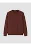 سترة رجالية سميكة ذات ياقة دائرية باللون البني - 5