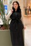 Fuat Gürşen Fur Collar Beaded Embroidered Suede Vest Skirt Set - 3