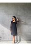 Women's Black Crew Neck Long Sleeve Transparent Tulle Detailed Skirt Garnished Mini Dress - 4