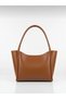 Tan Color Large Internal Volume Hand and Shoulder Bag with Scarf Detail - 3
