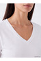 Vizyon New Season White V-Neck 100% Cotton Women's Bodysuit - 3