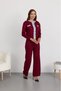 Women's Brown Denim Detailed Knitwear Double Set - Buttoned Cardigan and Wide-Legged Trousers - 3