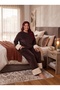 New Season Women's Velvet Crew Neck Plush Detailed Design Long Sleeve Plus Size (Oversized) Pajama Set - 8