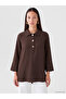 Brown Shirt Collar Oversized Women's Tunic