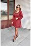 Women's Long Sleeve Square Heart Neck Mini Modal Dress - 3