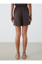 Two Mt Shop Quality Xside Brown Textured Women's Shorts with Elastic Waist - 4
