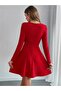 Women's Long Sleeve Pearl Collar Short Imported Crepe Dress - 2
