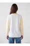Vizyon New Season White Color Block Oversize Women's Sweatshirt Tunic - 4