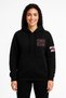 Three thread hooded front and back printed sweatshirt hoodie - black - 2
