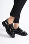 Komes Front Buckle Detailed Rubber Sole Women's Genuine Leather Shoes Black Patent Leather - 5