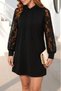 Women's Black Sleeves Lace Detailed Hooded Long Sleeve Mini Sweatshirt Dress - 3